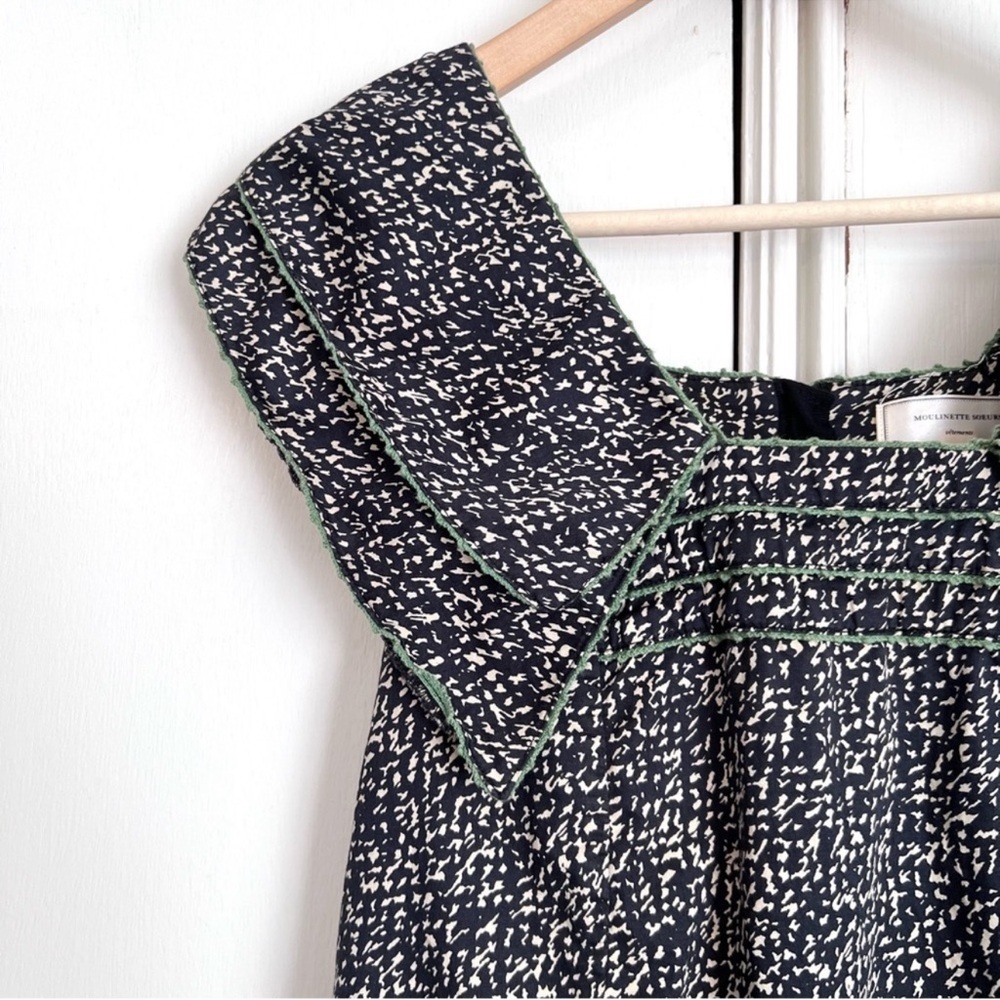 Anthropologie Moulinette Soeurs Cotton Shift Dress Black, Cream & Green Size 2 - Picture 4 of 16